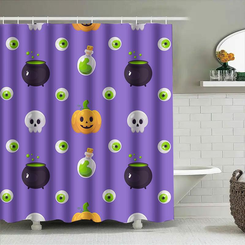 

1Pchalloween Bat Eye Shower Curtain Cute Scary Black Witch Kids Baby Bathroom Decor W60H190(CM)-1 Pcs