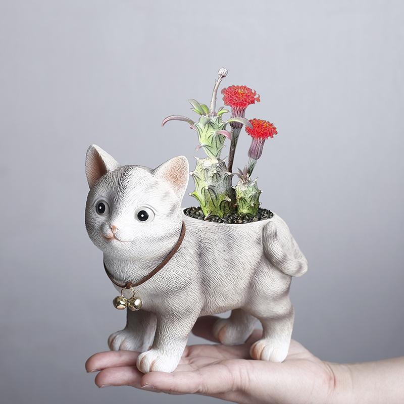 Cartoon Cat Resin Succulent Flower Pot Home Office Balcony Green Plant Cute Flower Utensil Gardening Decorative Ornament