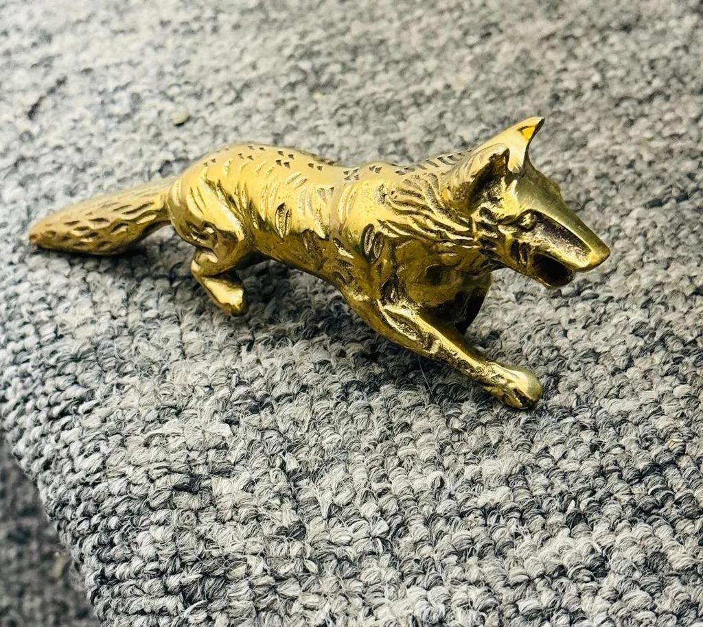 Vintage Solid Brass Fox Head Cane Handle for Walking Stick handmade design