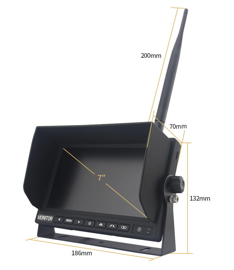 Bezprzewodowy Cyfrowy Zestaw Ahd 720P Kamera Cofania 18 Ir + Monitor 7" 12V/24V