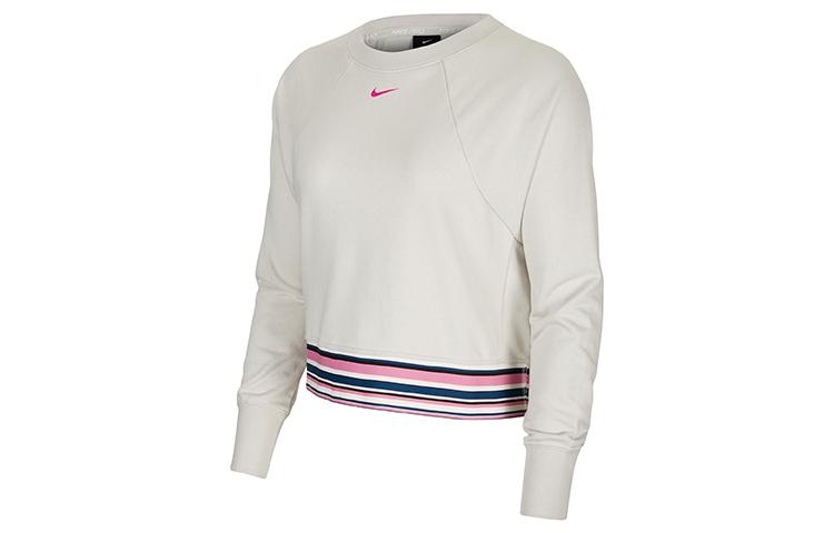 Nike Sweatshirts Women s Light Bone Pink Crew Neck Moderate Regular CJ3680-072 L