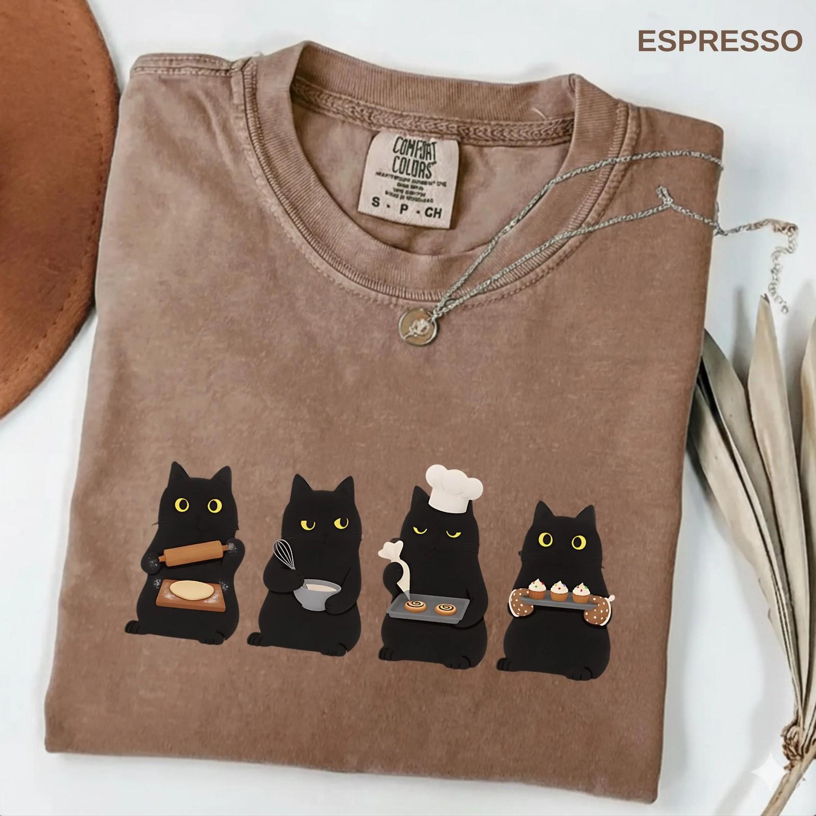 Black Cat Baking Shirt, Cute Kitty Biscuits, Cozy Baker Lover Gift T-Shirt XXL
