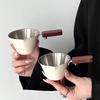 Walnut Wood Handle Stainless Steel Espresso Measuring Cup 100ml