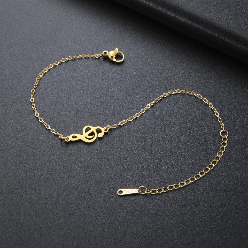 Fashion Music Symbol Bracelet for Women Gold/Silver Color Link/Rope Chain Bracelet Stainless Steel Musician Jewelry Gift