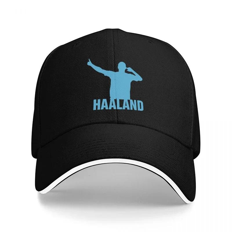 HAALAND SILHOUETTE BASEBALL CAP BLACK WITH BLUE LOGO SPORTS FAN ACCESSORY Unisex AND Women FIT FOR FOOTBALL ENTHUSIASTS