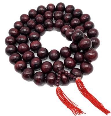 [deaizaka.biz] Large Prayer Bead Necklace, Extra Large, 3cm Diameter, 54 Beads, 130cm Long, Deep Reddish-Purple, Made of Mahogany Wood, Perfect for