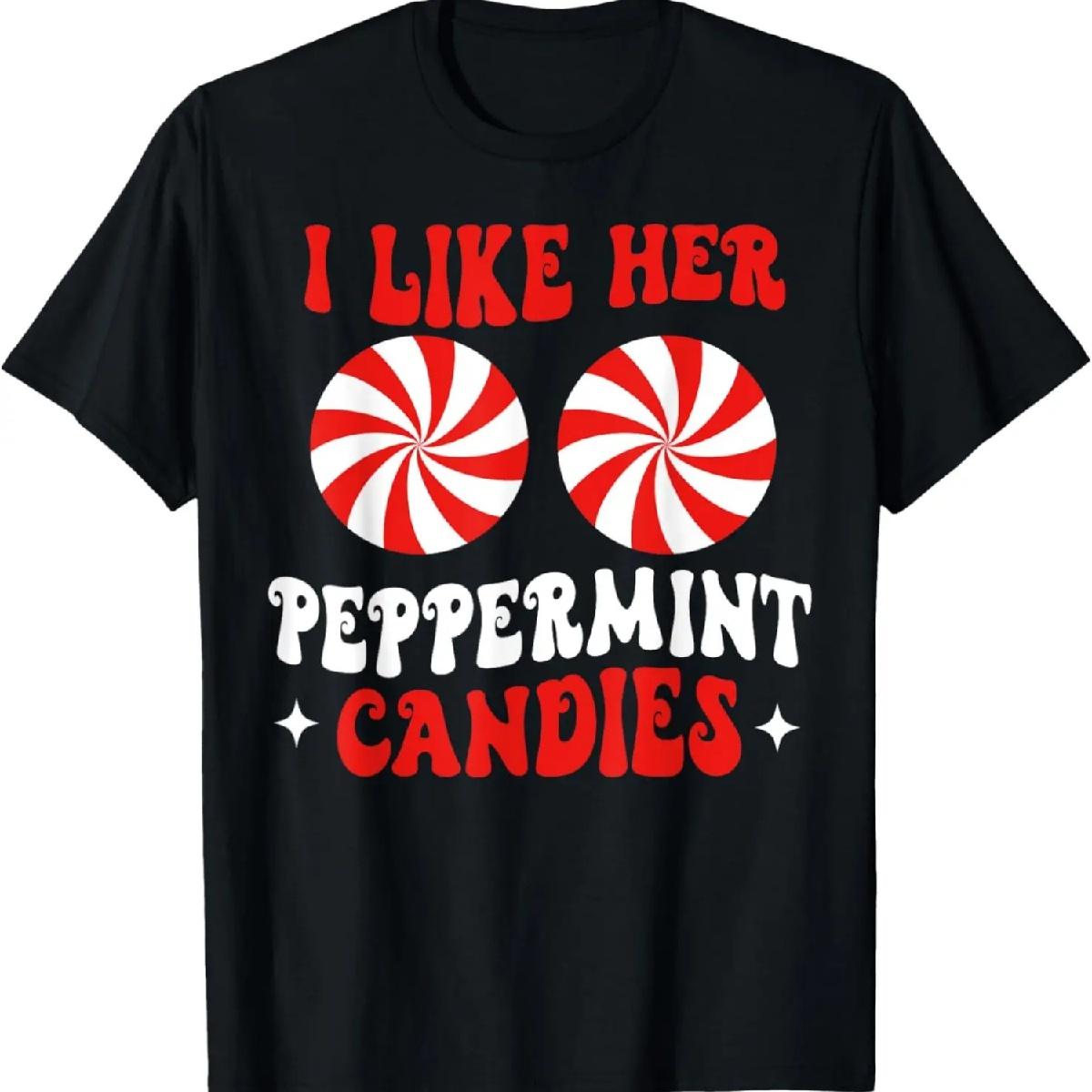 I Like Her Peppermint Candies Couples Matching Christmas T-Shirt XXXXXL разноцветный