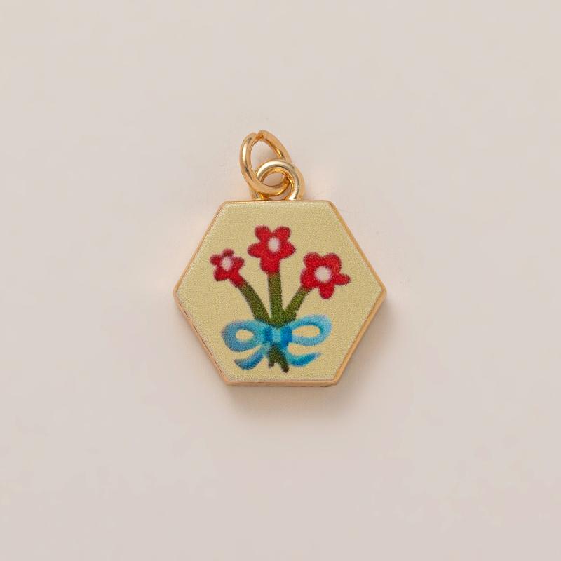 Simple And Versatile Color Blocking Butterfly Love Flower Diy Pendant Accessories Gold-Plated Color Preservation