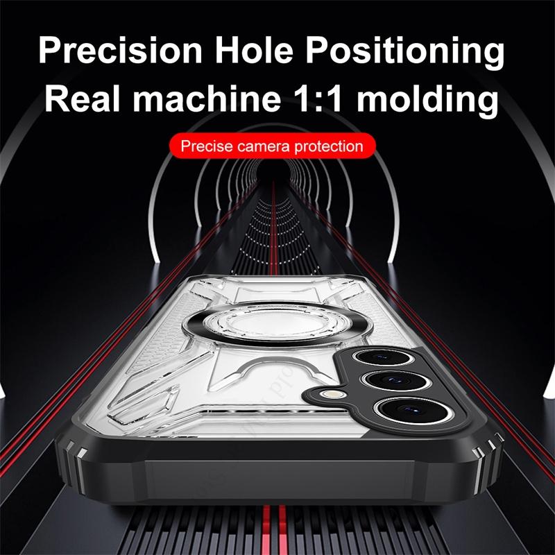 Military Hybrid Armor Phone Case For Samsung S25 Edge S24 FE S23 Ultra For Magsafe Transparent Hard Cover For Galaxy A16 A06 A36