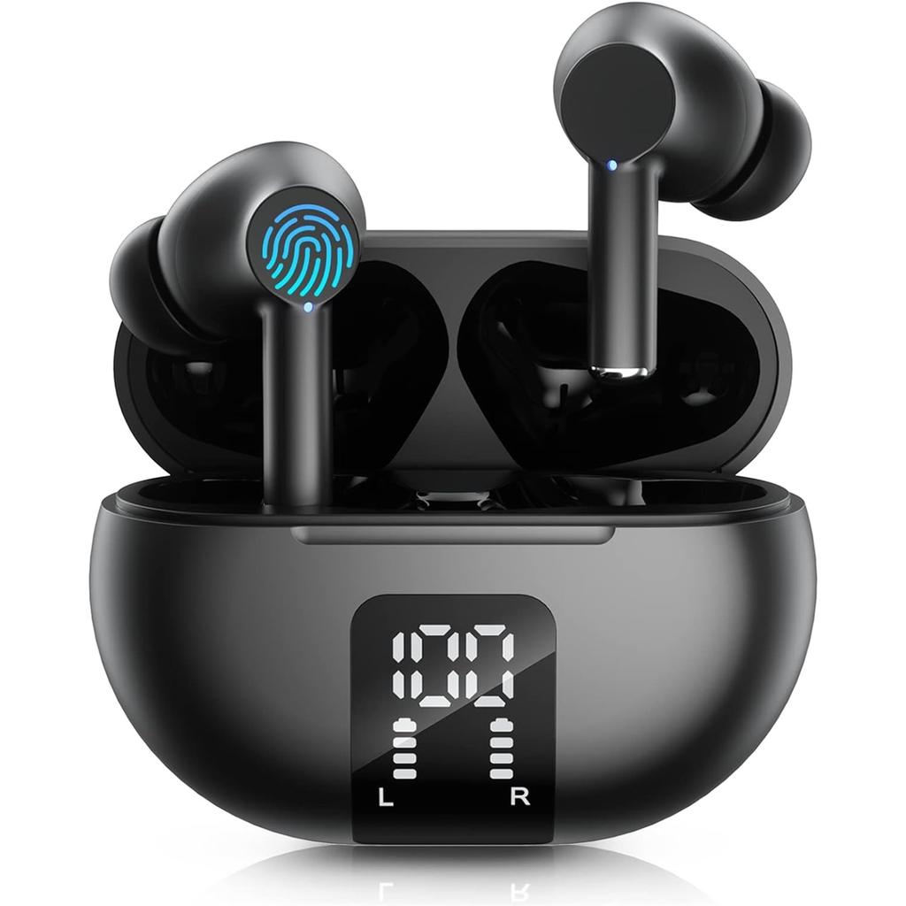 Wireless Earphone Bluetooth 5.4 Headphone 60H Playback LED Power Display EarBuds Mic Noise Cancellation Stereo Sound Headsets