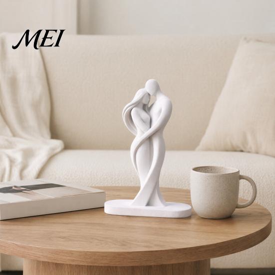 Polierte Eckskulptur Abstrakte Menschenkörperstatue, Weibliche Figur die Liebe umarmt Skulptur, 3D-Einteilige Formung Nahtlose Spleißkunststatue