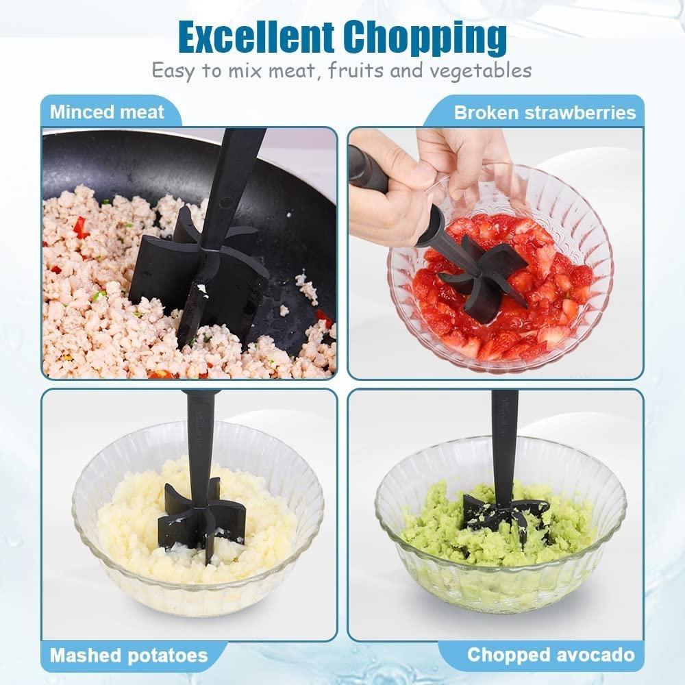 Meat Chopper and Masher Set Heat Resistant Hamburger Chopper for Ground Beef and Turkey Non Stick Kitchen Tool