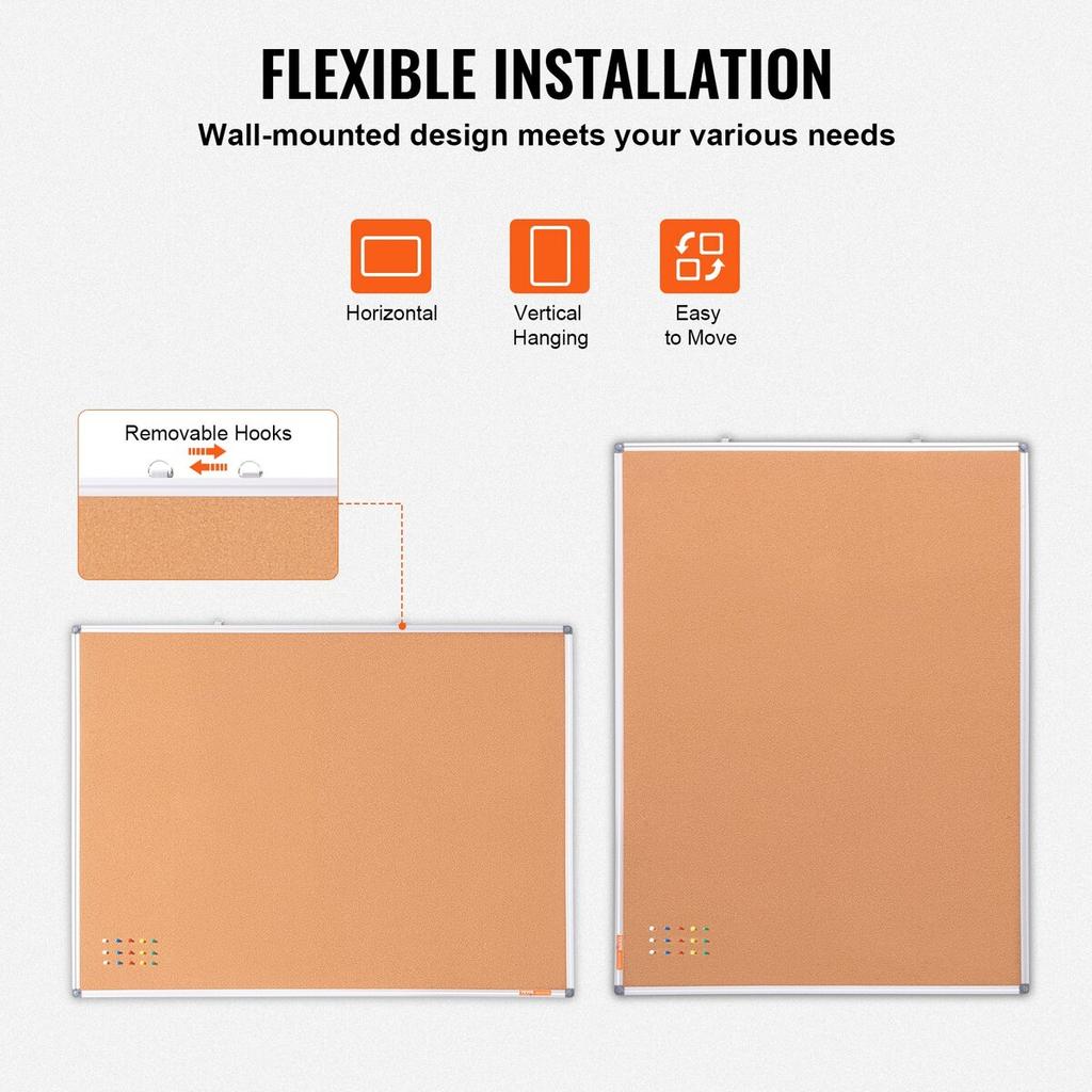 48"x36" Large Cork Board – Wall-Mounted Bulletin Board with Pin Board