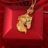 Waterproof Zodiac Horse Necklace Rhinestone Golden Horse Pendant  New Year Blessing