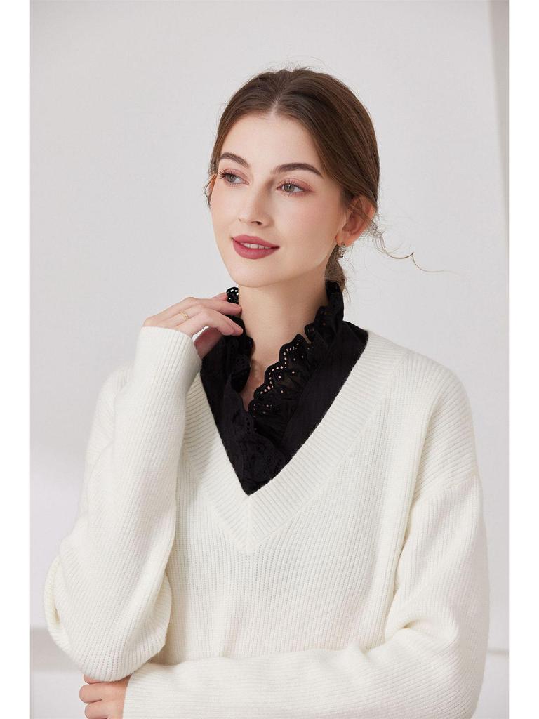 2023 Women's Faux Ruffle Collar Sweater Base Layer Innerwear