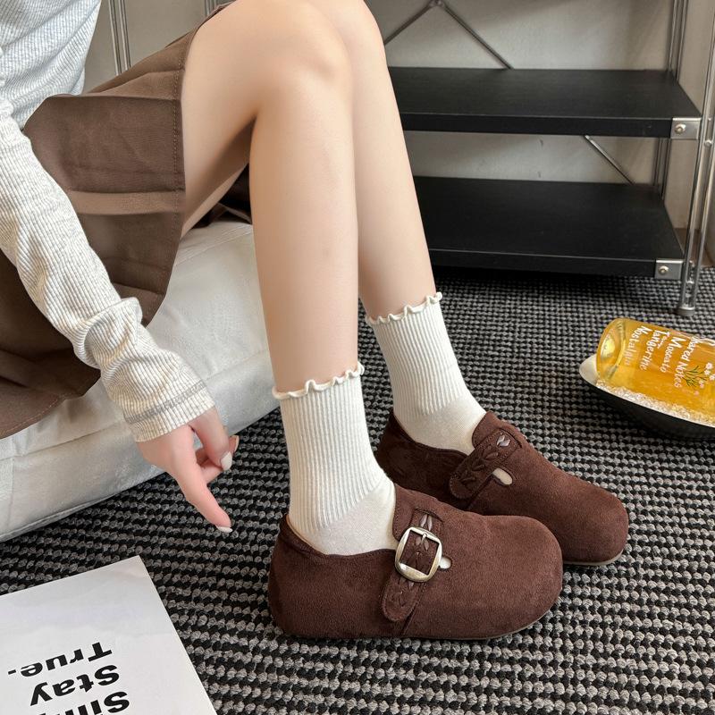 All-inclusive Boken Shoes Women's Inner Height Increase One Pedal Single Shoes Women's 2025 New Platform Shoes Women's Boken Shoes