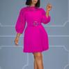 2024 Pure Color Lace Hollow Pleated Women's Dress - European and American Style