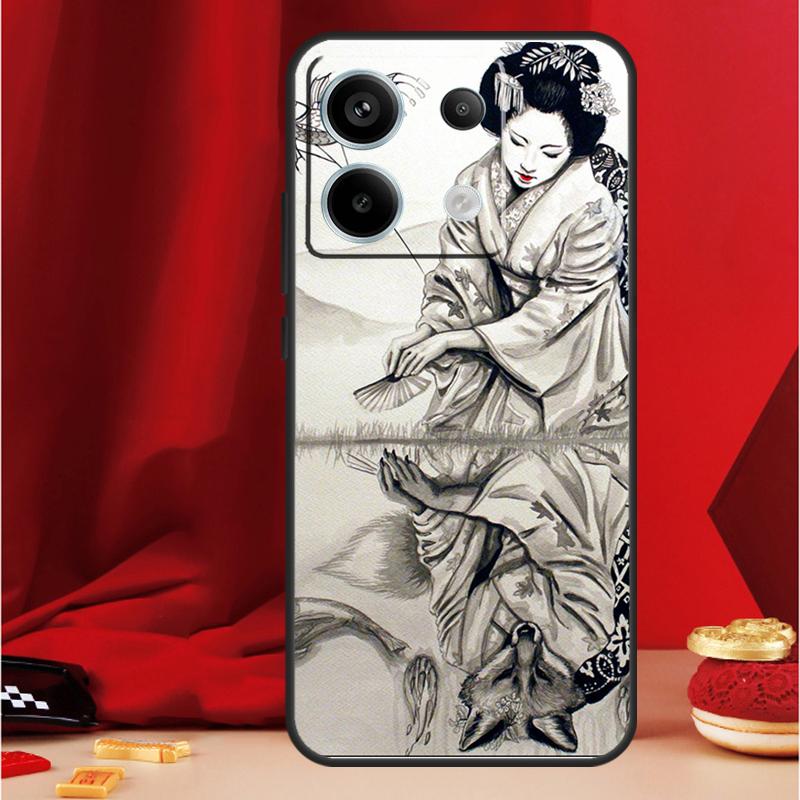 Japanese Geisha Case For Xiaomi Redmi Note 13 Pro 12 11 9 10 Pro 12S 11S 10S 9S Redmi 12 10C 12C 13C Cover