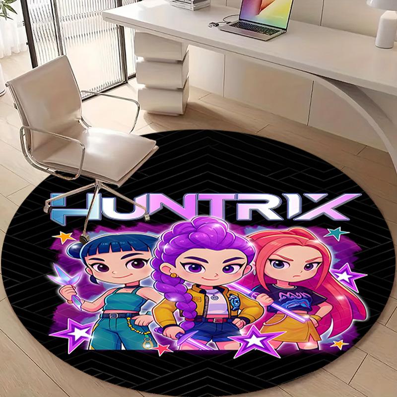 1pc KPop Demon Hunters13 Design Printed Area Round Carpet for Bedroom Living Room Home Decor Rugs Mat Non Slip Mat Rug for Bedside