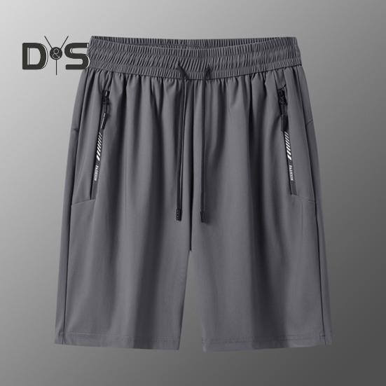 Pantaloni scurți pentru bărbați, talie elastică, talie medie, respirabili, cu buzunare, uscare rapidă, pantaloni scurți subțiri din mătase glacială, pentru timpul liber