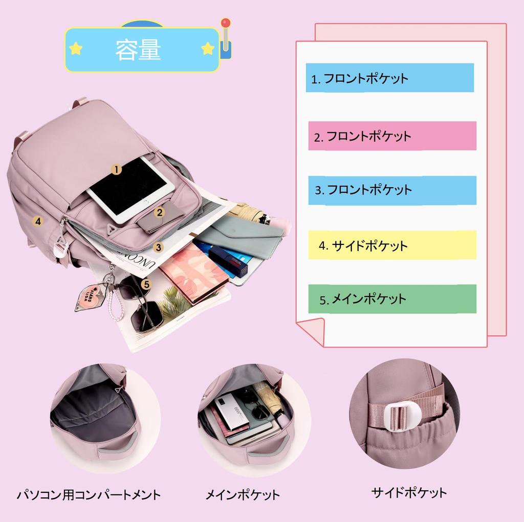 VIDOSCLA Women's Waterproof Backpack, Girls' Commuter Backpack, Kids' School-Style Design, Large Capacity, Lightweight, for High School and Middle