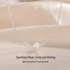 S925 Sterling Silver Round Imitation Pearl Necklace - Women's Trendy French Clavicle Chain