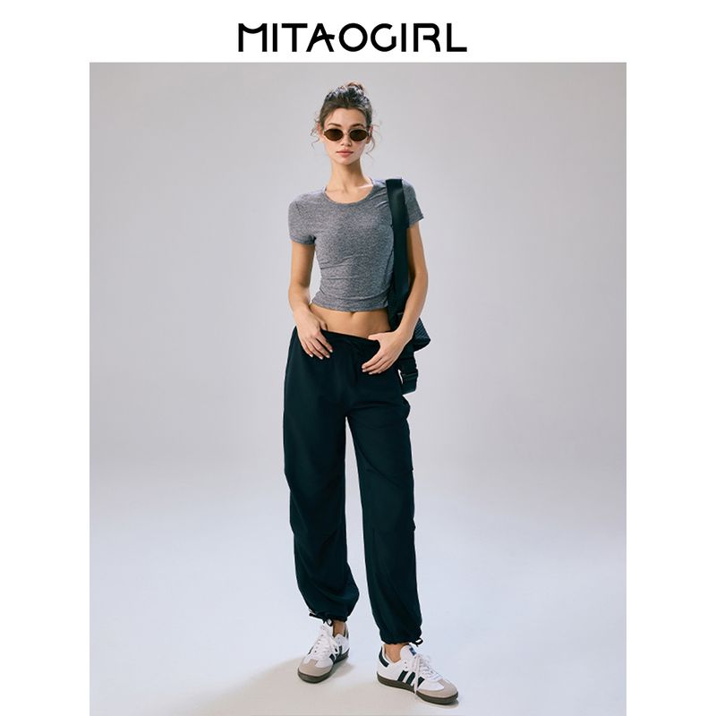 Mitaogirl Kendall Style Short Sleeve T-shirt Women Summer Quick-Drying Pilates Yoga Clothes Sports Top Running Fitness