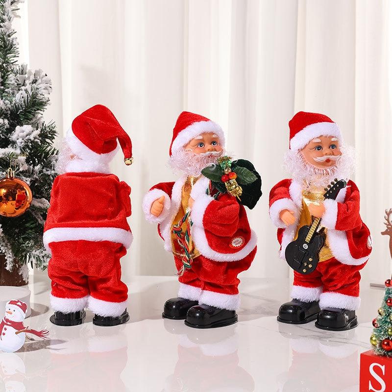 Electric Dancing Santa Shaking Butt Playing Guitar Musical Led Christmas Ornament Home Table Decor For Kids Holiday Party