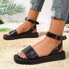 2026 Summer New Plus Size Women's Thick Sole Casual One Strap Roman High Heel Sandals Outdoor Wear