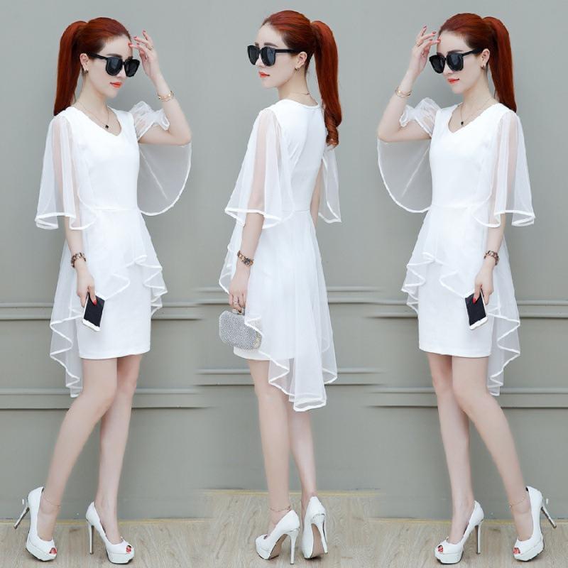Chiffon dress women's summer new gentle super fairy cold wind thin mesh medium and long summer skirt