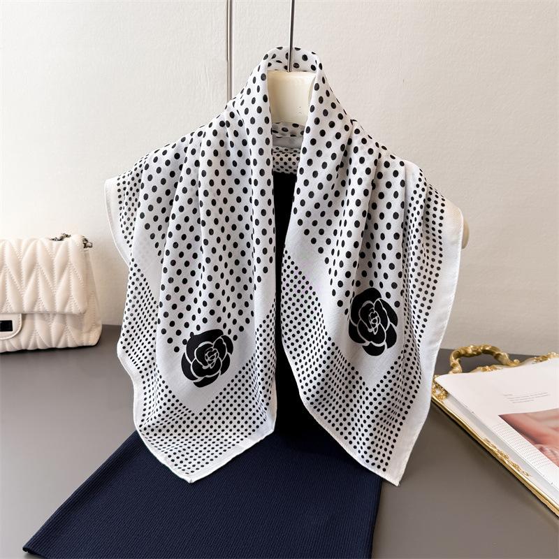 Leopard Print Spring- 70% Faux Silk Premium Square Scarf Thin Shawl Versatile Neckerchief Hair Bandana for Women