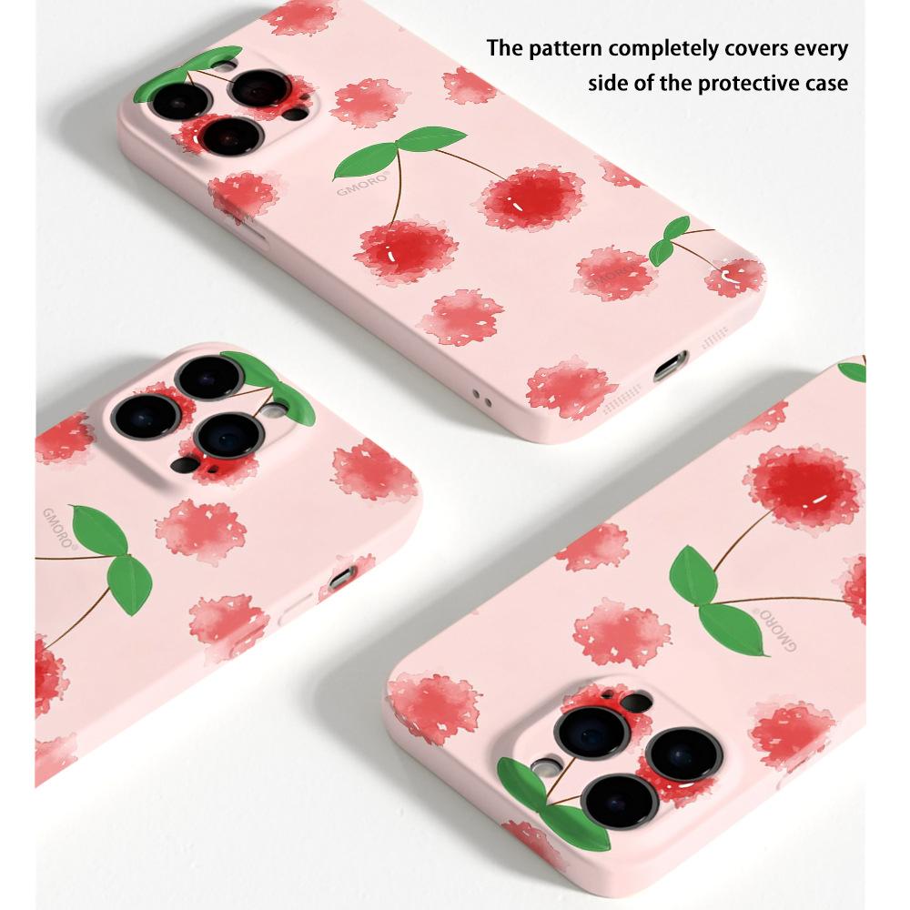 Korean Ins Feng Shui Color Cherry Mobile Phone Case Apple 14Pro Anti-drop High-value Film Case iPhone17Pro