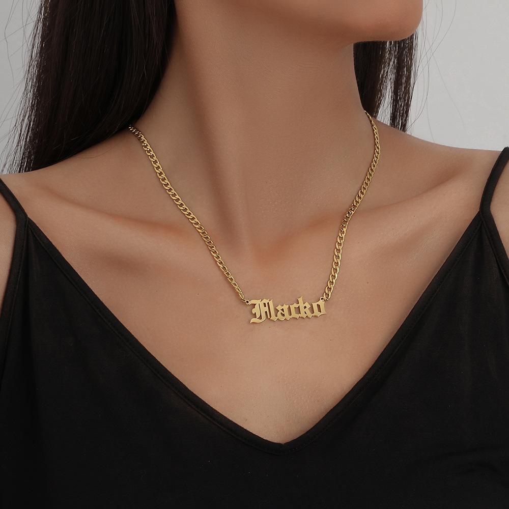 Bulk Jewelry 18k Gold Plated Customized DIY Name Letter Pendant Necklace Non Fade Tarnish Stainless Steel Custom Name Necklace