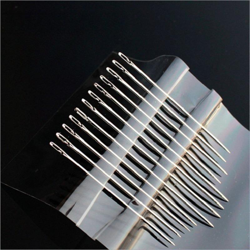 36/12Pcs Side Hole Blind Sewing Needles Stainless Steel Elderly Self Threading Needles Household DIY Beading Threading Needle