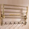 Faltbarer Handtuchhalter aus antiker Messing, Doppelregal Badezimmerhalter mit Haken, Platzsparende Badaccessoires zur Wandmontage