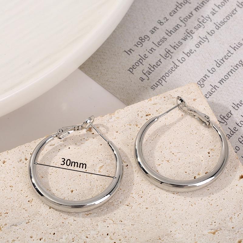 Trendy Smooth Stainless Steel Circle Hoop Earring For Women Simple Temperament Hyperbole  Color Classic Jewelry Party Gift