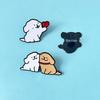 Cartoon Cute Golden Retriever & Maltese Puppy Brooch - Dog Badge for Men, Women, and Students