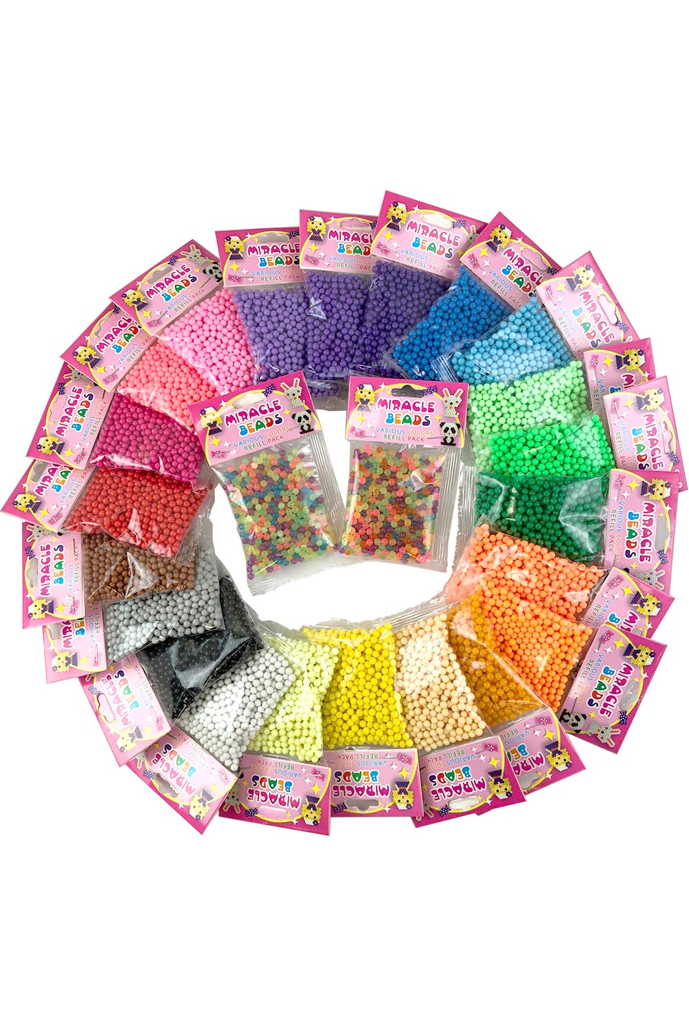 

Miracle Beads - Magical beads that connect when water is added. Complete set of 24 colors, 14,400 beads total. Includes 22 normal round beads in 2 col