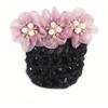 Elegant Imitation Pearl Delicate Flower Hair Net Dual-Use Cloth Cover Net Spring Clips Ornament Colorful Bun Net Snood Korean