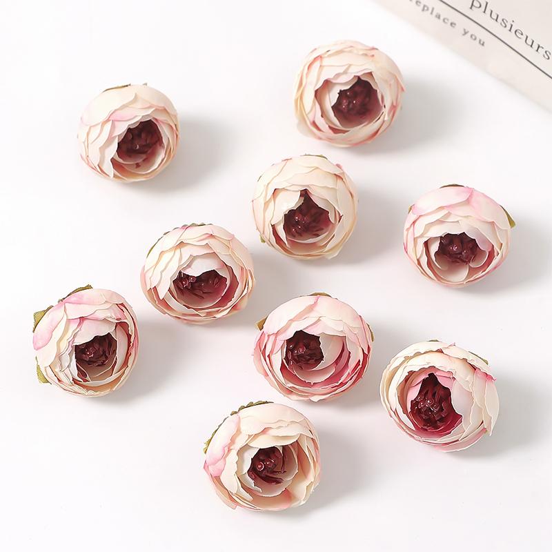 5/10/20Pcs 3cm Silk Tea Roses Heads Artificial Flowers Wedding Home Wedding Decor DIY Wreath Scrapbook Gift Box Fake Flowers