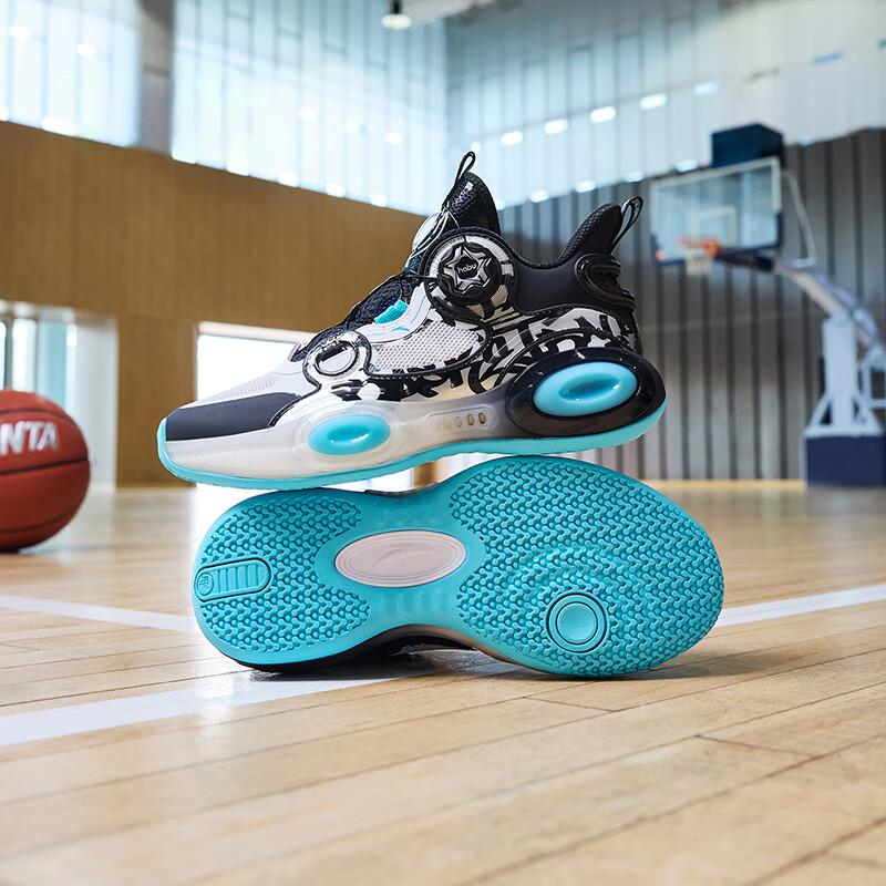 Anta Kids Asymmetric 3.0 Versatile Comfortable Shock Absorption Low Top Basketball Shoes Kids sneaker White Blue Black 312421120-1