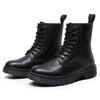 Martin Boots Women's Soft Leather Pure Black Line O Couple Short Boots Men's and Women's Leather Boots Round Head Trendy Locomotive Shoes