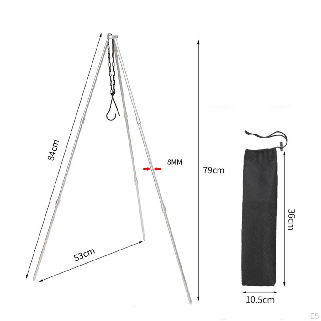 Camping Tripod Campfire Cooking Mini Adjustable Grill Cooker Stand