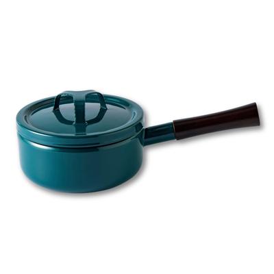 TakumiJAPAN 18cm Iron Green Enamel Induction Gas Dishwasher Simmered Food Stain Green Enamel Saucepan, 2.2L, Compatible, Compatible, Safe, Insulation,