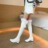 New Winter Snow Boots Women Warm Fur Long Boots Casual Wedge Heels Over The Knee Boots Female Black White Shoes