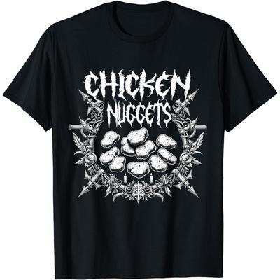WiThwe Death Metal Music Chicken Nuggets Goth Black Aesthetic Nugs T-Shirt