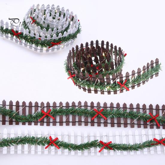 Miniatyr eventyrhagegjerde med 3 moduser LED-lys Røde sløyfer Liten kraftig tredekorasjon Mikrolandskapslayoutrekvisitter