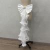 Classical Wedding Sash Bows Waist Decoration Large Bows Towing Multilayer Sheer Veil For Wedding Bride Waist Styling