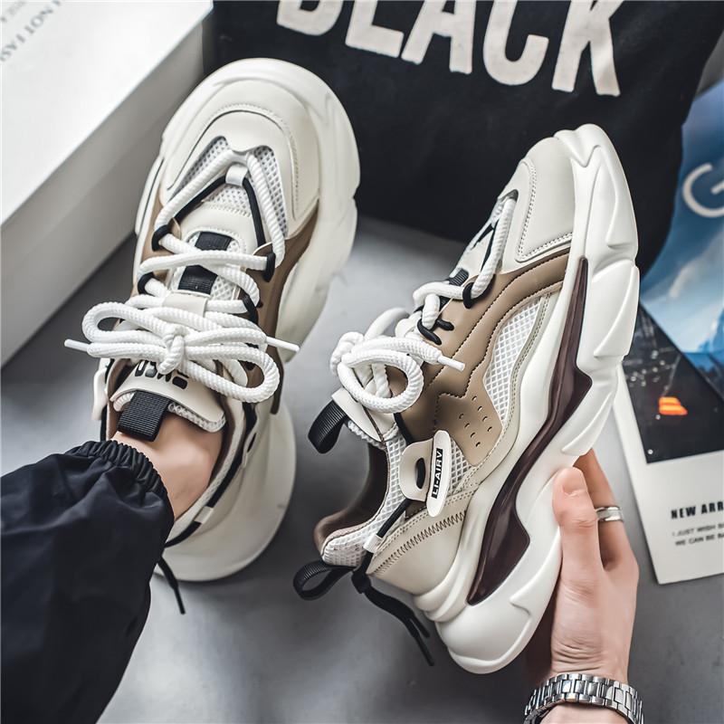 Men's shoes 2025 autumn new breathable fashion casual sports shoes teenagers low-top thick-soled dad shoes fashion