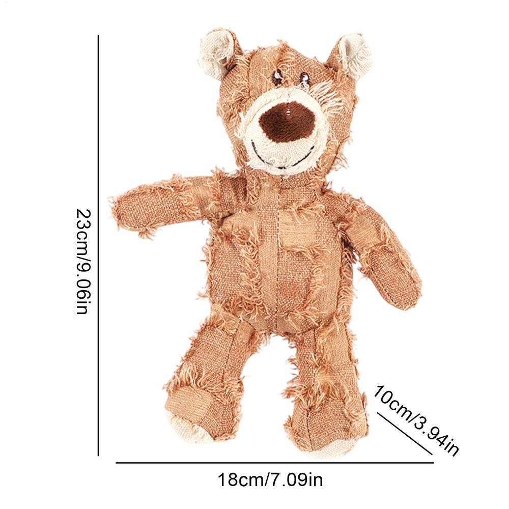 Dog Companion for Chewers Indestructible Bear Toy Resistant Squeaky Dog Toys Heavy Chewers Stuffed Plush Dog Toys for Aggressive